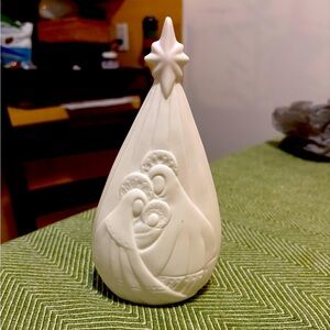 Ceramic nativity Christmas decoration with lights